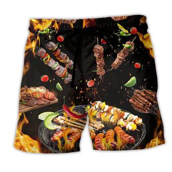 Food BBQ Fire Style Beach Shorts - Seseable
