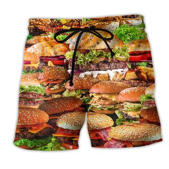 Food Is Good Mood Delicious Hamburger So Fun Beach Shorts - Seseable