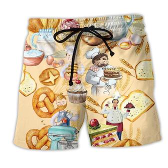 Food Love At First Bite Bakery Color Beach Shorts - Seseable