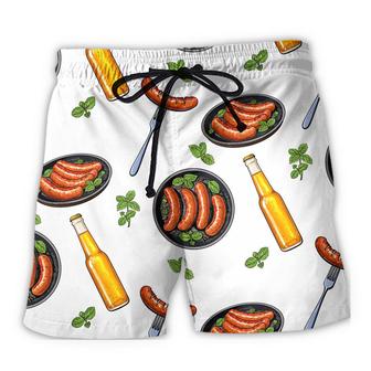 Food Sausages And Beer Big Set Beach Shorts - Seseable