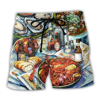 Food Sea Food And Drink Art Style Beach Shorts - Seseable