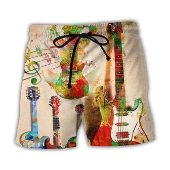 Guitar Abstract Guitar Colorful Art Style Beach Short - Seseable