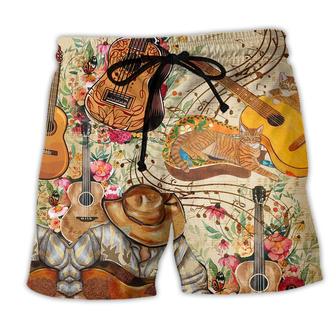 Guitar Are My Life Music Floral Beach Short - Seseable