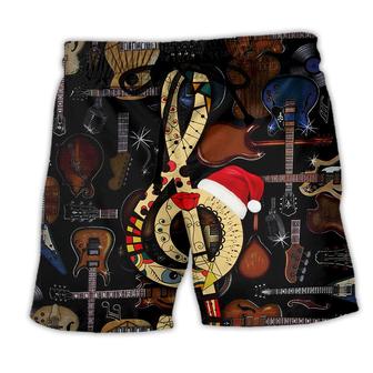 Guitar Happiness Merry Christmas Music Note Beach Short - Seseable