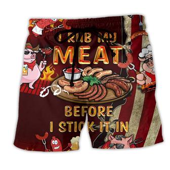 I Rub My Meat Before I Stick It In Food Funny Beach Shorts - Seseable