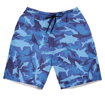 Shark Blue Camouflage Hawaiian Short - Seseable