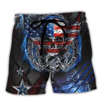 Skull America Live It Love It Or Get The Hell Out Beach Short - Seseable