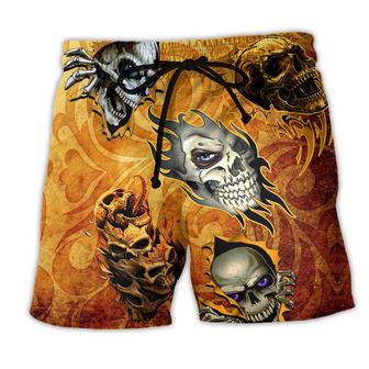 Skull And Fire My Style Yellow Style Beach Short - Seseable