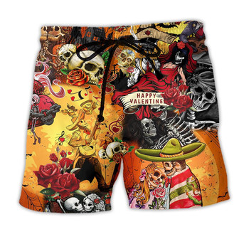 Skull Happy Women's Day, Valentine Gift's Day Rose Beach Short - Seseable