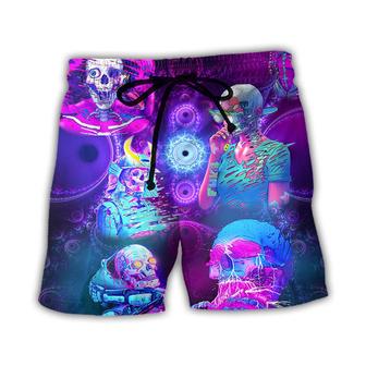 Skull Psychic Face Future Style With Purple Beach Short - Seseable