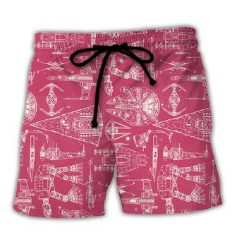 Space Ships Starwars Pink Beach Short Family | Favorety