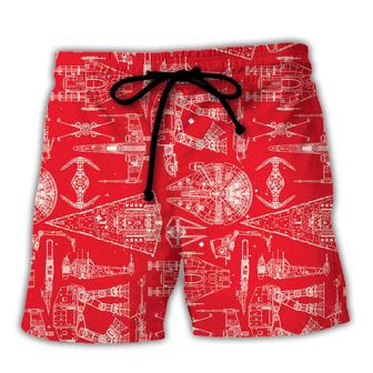 SPACE SHIPS Starwars RED Beach Short Family | Favorety