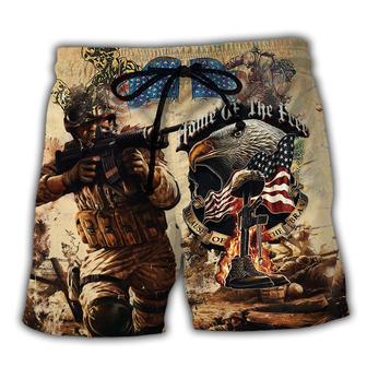 Veteran Army America Home Of The Free Because Of The Brave Beach Short - Seseable