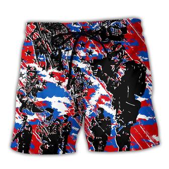 Veteran Independence Day Camo Pattern Beach Short - Seseable