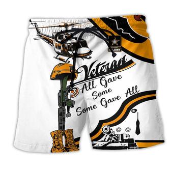 Veteran Us Army All Gave Some Some Gave All Yellow Beach Short - Seseable