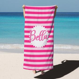 Bachelorette Girl Custom Name Beach Towel for Gift - Seseable