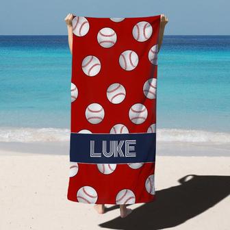 Baseball Custom Name Beach Towel for Boys Gift - Seseable
