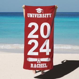 Graduation Red Varsity Bachel Beach Towel for Gift - Seseable