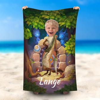 Personalized Akimb Buck Leaves Mysterious Beach Towel - Seseable