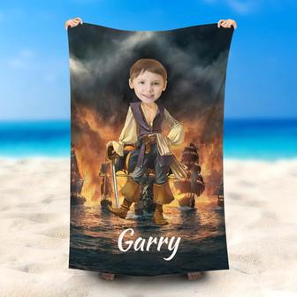 Personalized Akimbo Captain Jake Beach Towel For Boy - Seseable