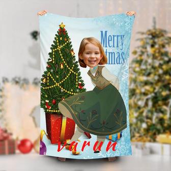 Personalized Anna Princess Christmas Tree Beach Towel - Seseable