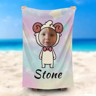Personalized Aries Girl Star Colorful Beach Towel - Seseable