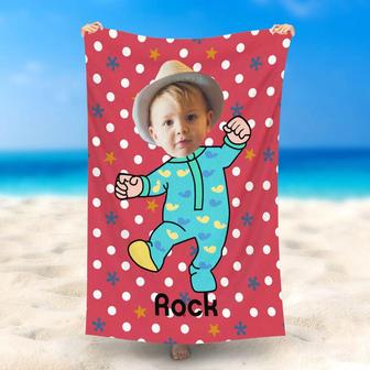 Personalized Baby Summer Swimming Red Dot Beach Towel - Seseable