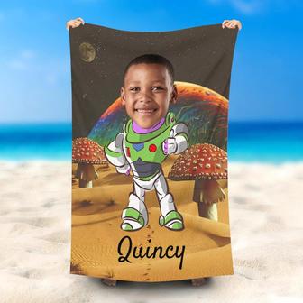 Personalized Bazz Lightyear Space Planets Beach Towel - Seseable