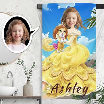 Personalized Bell Princess Beach Towel With Photo - Seseable