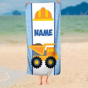 Personalized Boys Classic Dump Toy Trucks Beach Towel - Seseable