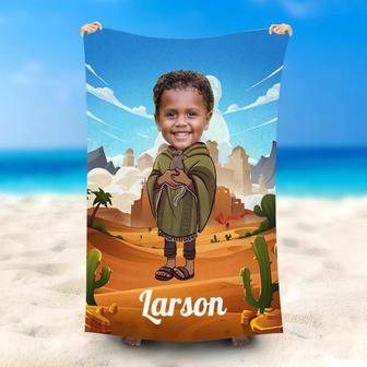 Personalized Bruno Desert Name Beach Towel With Photo - Seseable