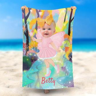 Personalized Butterfly Elf Illusion Tree Beach Towel - Seseable