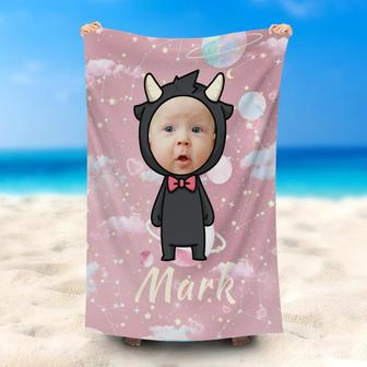 Personalized Capricorn Girl Pink Space Beach Towel - Seseable