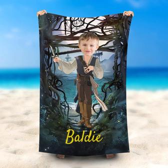 Personalized Captain Jake With Sword Boy Beach Towel - Seseable