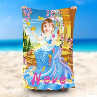 Personalized Cinderella Gold Balcony Bird Beach Towel - Seseable