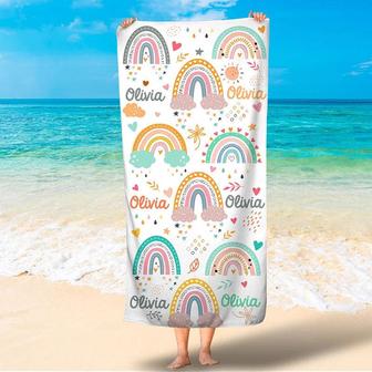 Personalized Colorful Rainbows Summer Beach Towel - Seseable