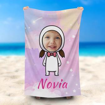 Personalized Constellation Virgo Girl Face Beach Towel - Seseable