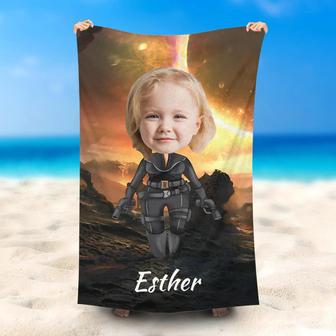 Personalized Cute Black Widow Girl Sun Beach Towel - Seseable