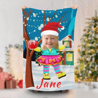 Personalized Cute Santa Girl Gift Beach Towel With Face - Seseable