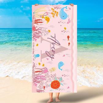 Personalized Cute Sea World Fish Beach Towel - Seseable