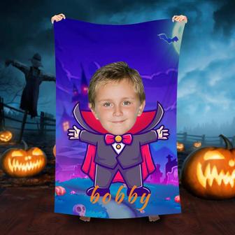 Personalized Cute Vampire Boy Night Beach Towel - Seseable