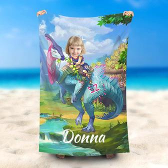 Personalized Dragon Knight Beach Towel With Photo - Seseable