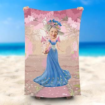 Personalized Duchess Pink Castle Floral Beach Towel - Seseable