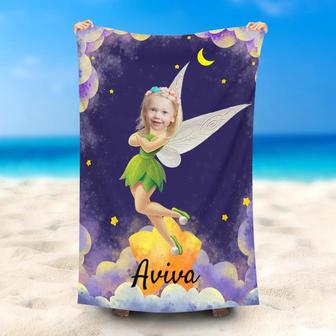 Personalized Fairy Girl Star Purple Cloud Beach Towel - Seseable