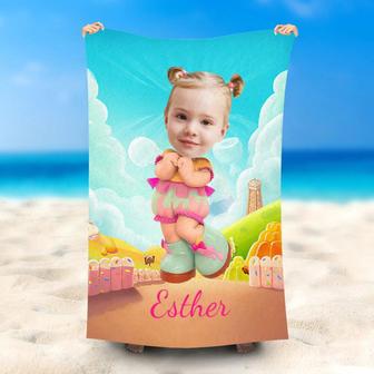 Personalized Fantasy Cute Girl Beach Towel With Face - Seseable