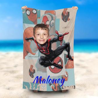 Personalized Flying Black Spiderboy Summer Beach Towel - Seseable