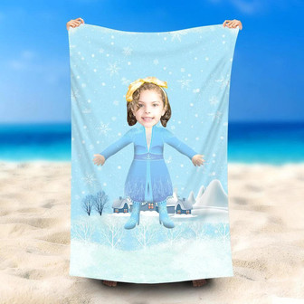 Personalized Frozen Aisha Face Beach Towel With Photo - Seseable