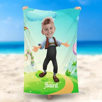 Personalized Geppetto Grass Candy Beach Towel With Name - Seseable