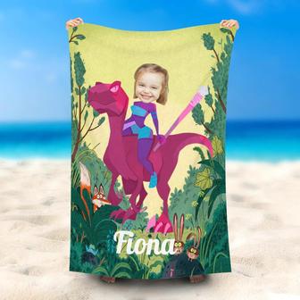 Personalized Girl Dragon Knight Jungle Beach Towel - Seseable