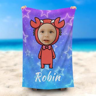 Personalized Gradient Star Cancer Baby Beach Towel - Seseable